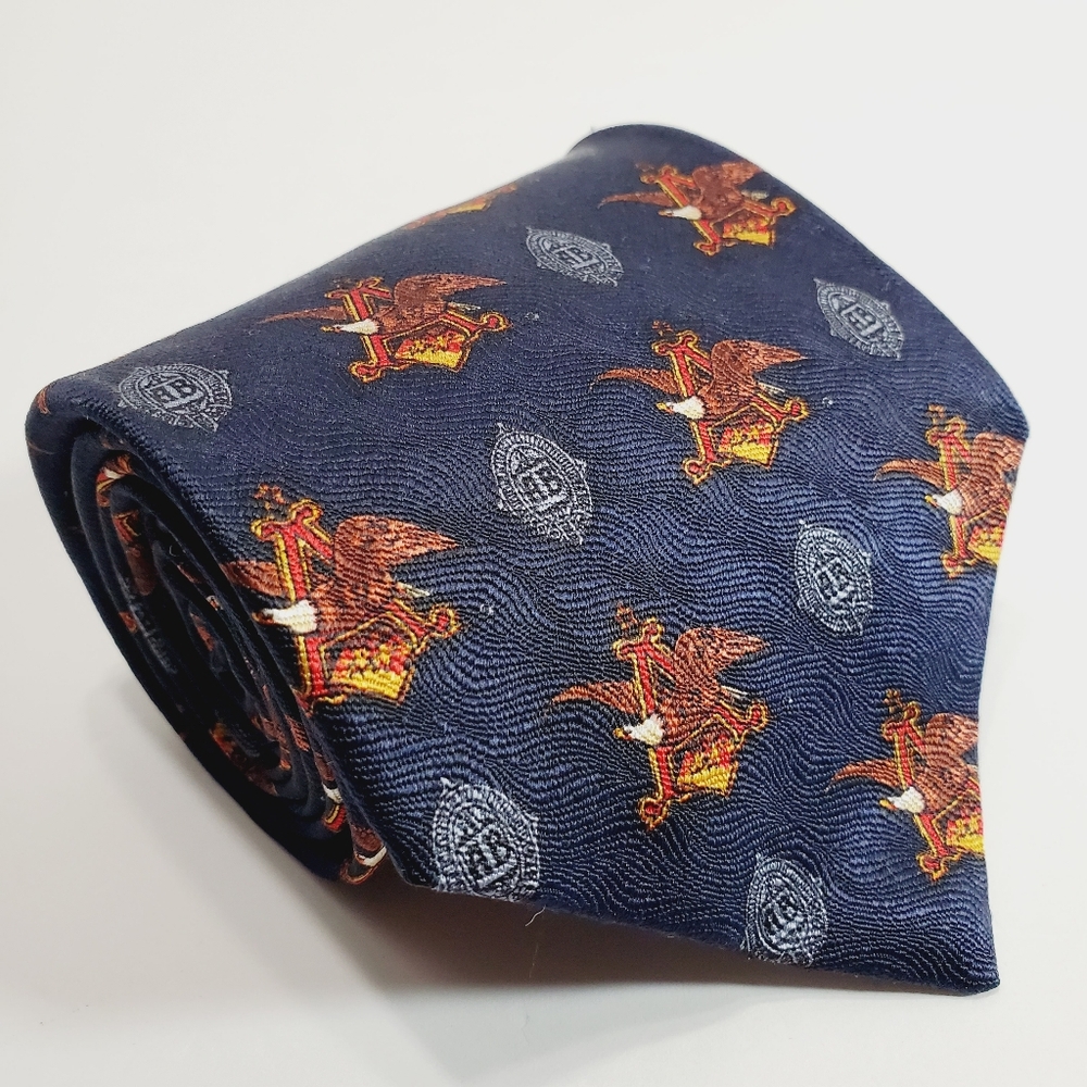 Anheuser Busch Logo Multicolor Geometric Pattern Men's Silk Neck Tie 55x4"
